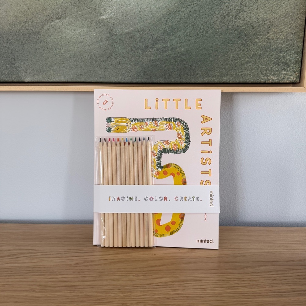 Minted NWT Kids Coloring Book with colored pencils
